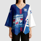 Personalized Western Bulldogs Kimono Sleeve Blouse Modern Geometric Sports Graphic Style