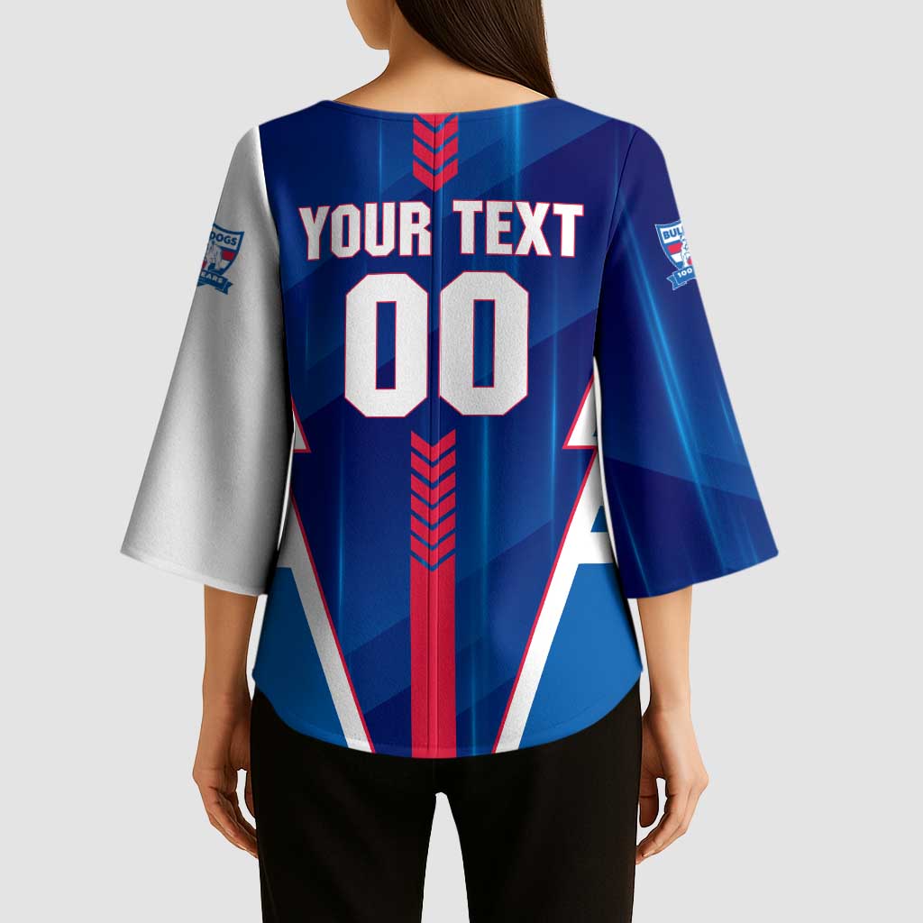 Personalized Western Bulldogs Kimono Sleeve Blouse Modern Geometric Sports Graphic Style