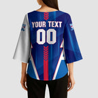 Personalized Western Bulldogs Kimono Sleeve Blouse Modern Geometric Sports Graphic Style