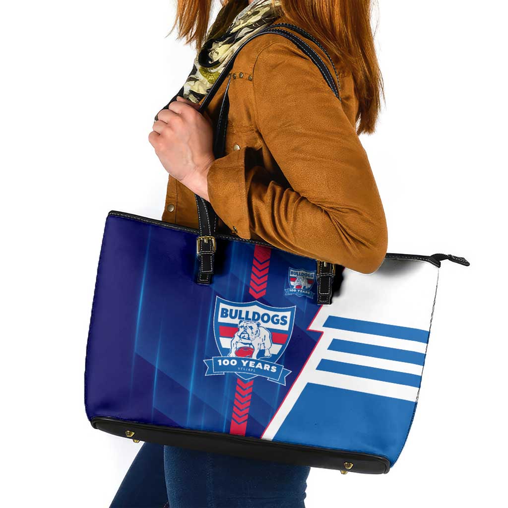 Western Bulldogs Leather Tote Bag Modern Geometric Sports Graphic Style