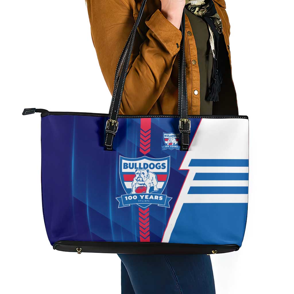 Western Bulldogs Leather Tote Bag Modern Geometric Sports Graphic Style