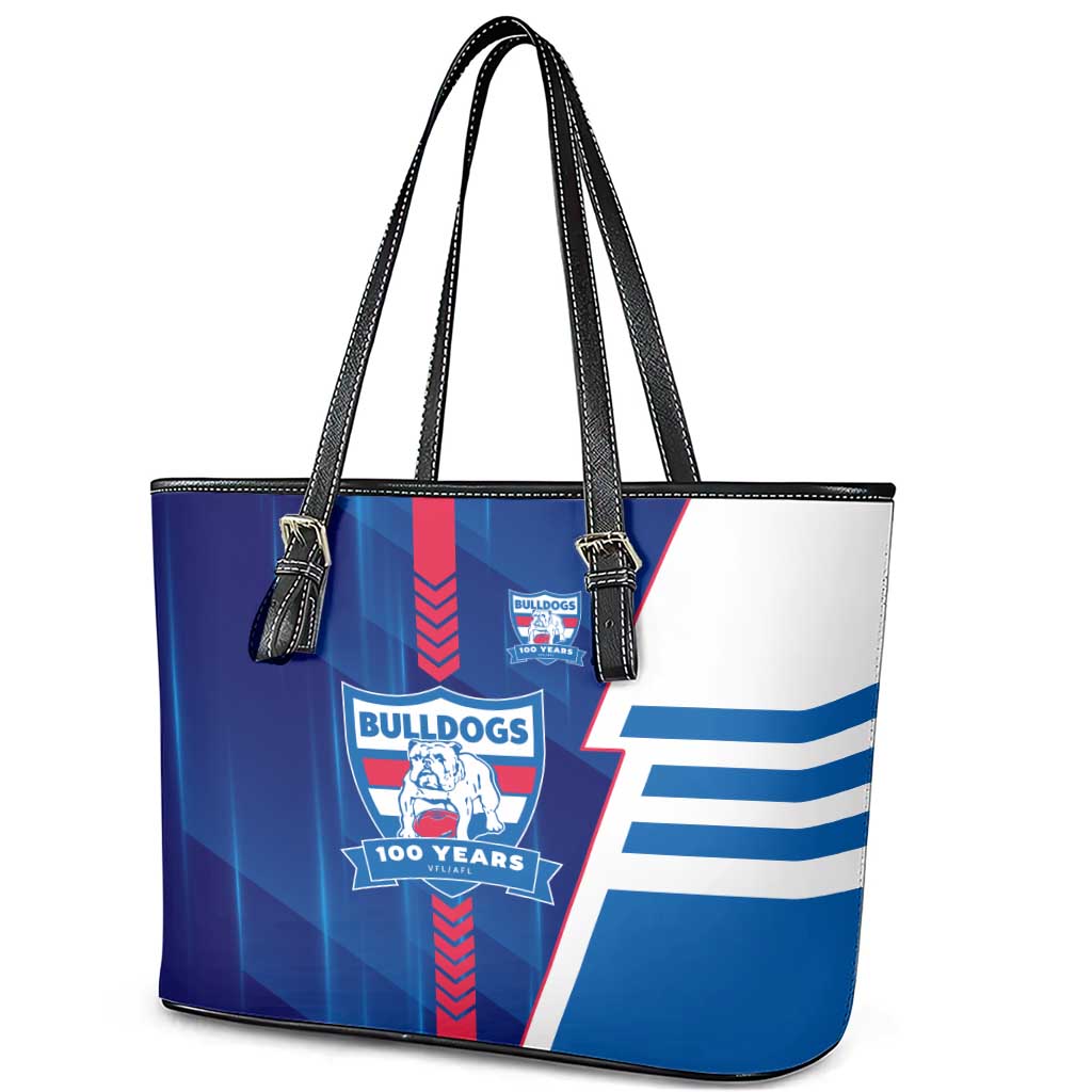 Western Bulldogs Leather Tote Bag Modern Geometric Sports Graphic Style