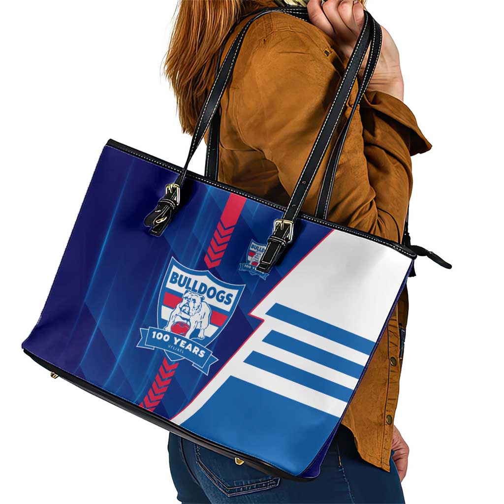 Western Bulldogs Leather Tote Bag Modern Geometric Sports Graphic Style
