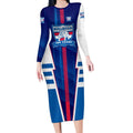 Personalized Western Bulldogs Long Sleeve Bodycon Dress Modern Geometric Sports Graphic Style
