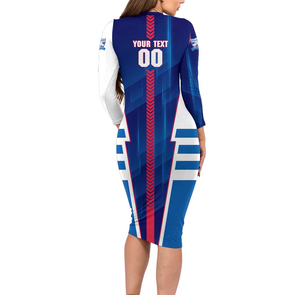 Personalized Western Bulldogs Long Sleeve Bodycon Dress Modern Geometric Sports Graphic Style