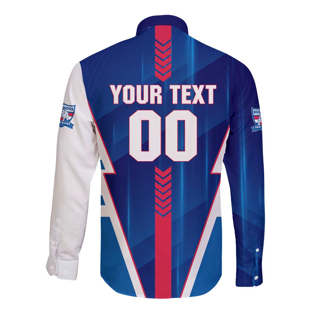 Personalized Western Bulldogs Long Sleeve Button Shirt Modern Geometric Sports Graphic Style