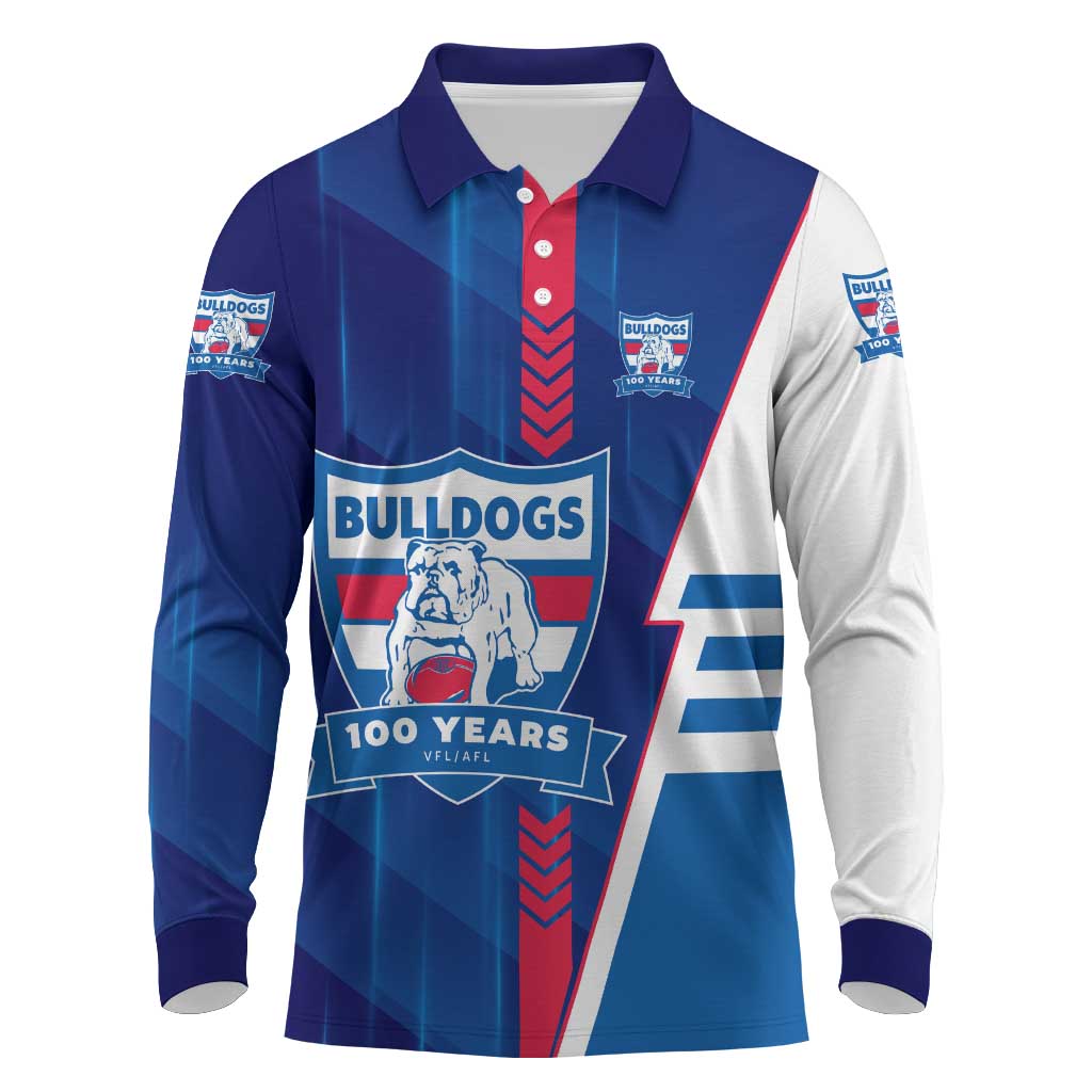Personalized Western Bulldogs Long Sleeve Polo Shirt Modern Geometric Sports Graphic Style
