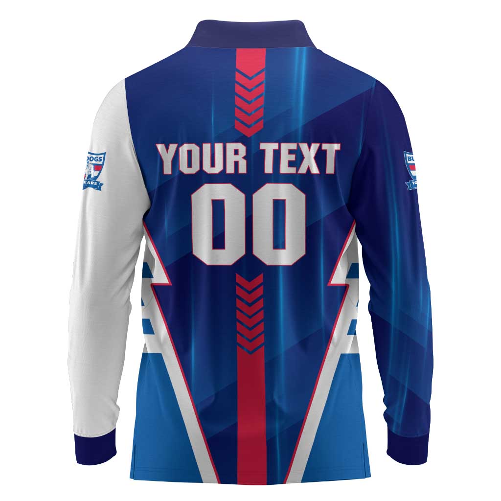 Personalized Western Bulldogs Long Sleeve Polo Shirt Modern Geometric Sports Graphic Style