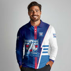 Personalized Western Bulldogs Long Sleeve Polo Shirt Modern Geometric Sports Graphic Style