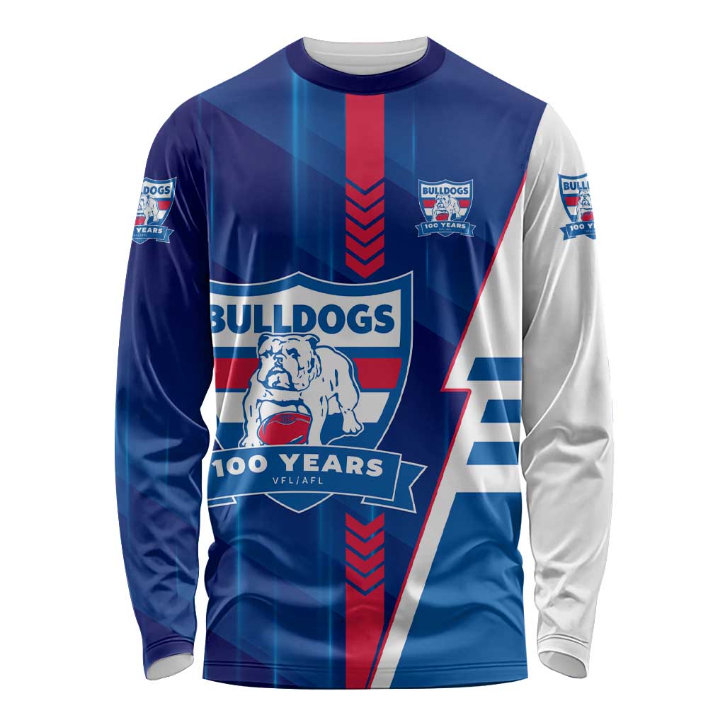 Personalized Western Bulldogs Long Sleeve Shirt Modern Geometric Sports Graphic Style