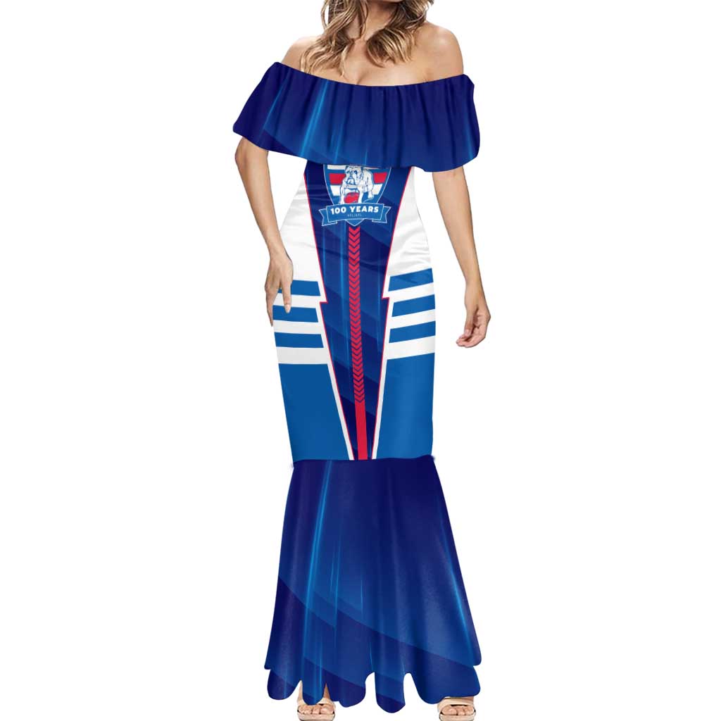 Personalized Western Bulldogs Mermaid Dress Modern Geometric Sports Graphic Style