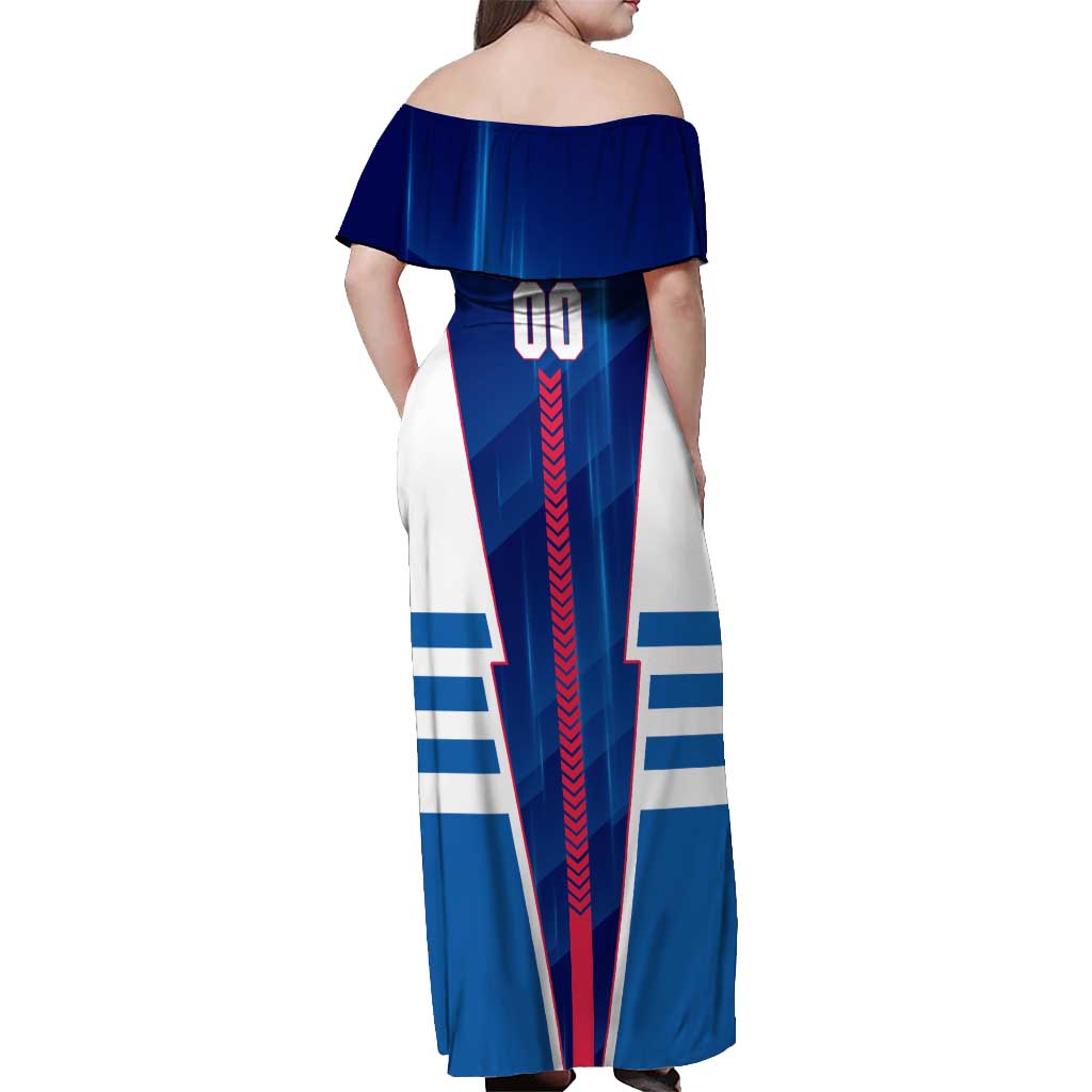 Personalized Western Bulldogs Off Shoulder Maxi Dress Modern Geometric Sports Graphic Style