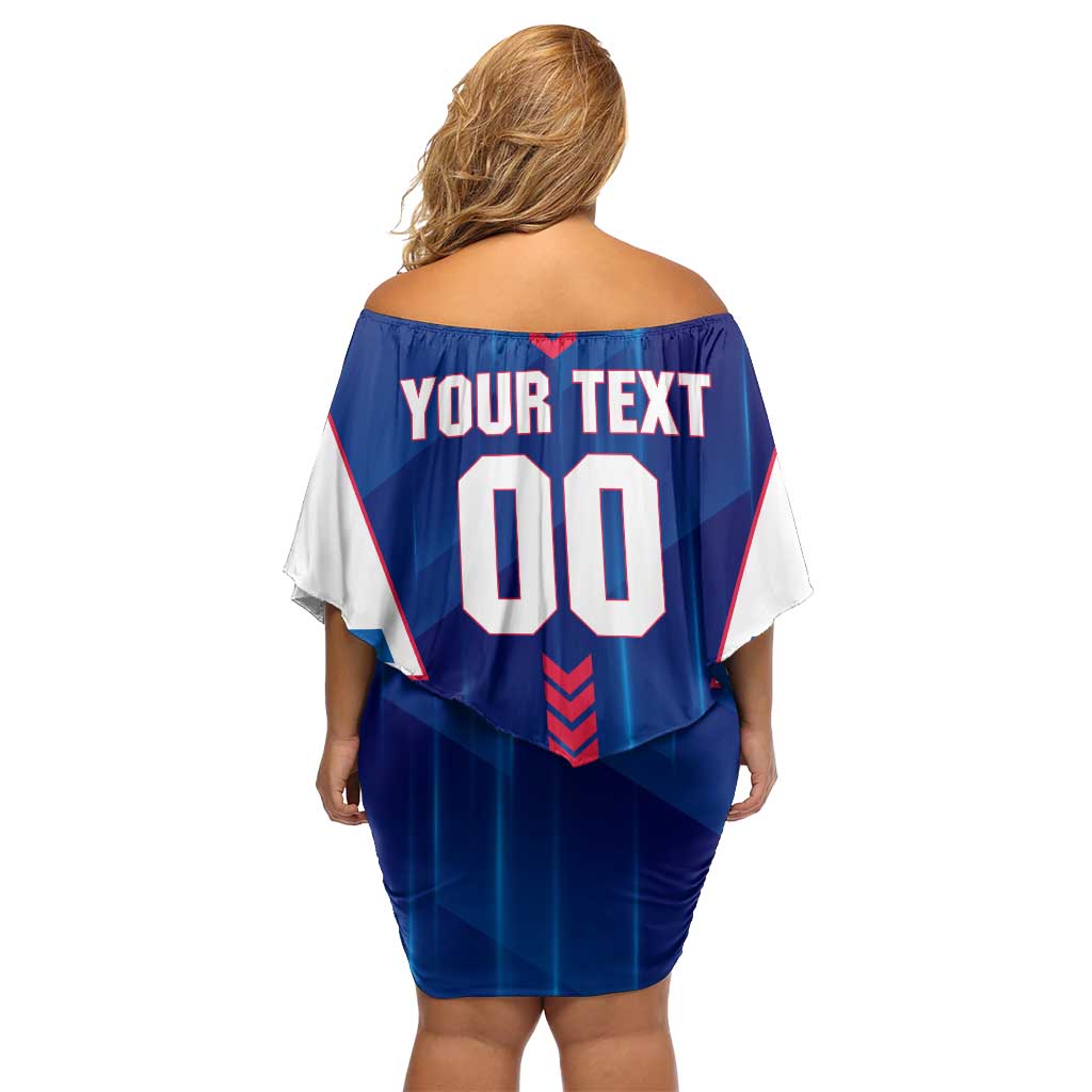 Personalized Western Bulldogs Off Shoulder Short Dress Modern Geometric Sports Graphic Style