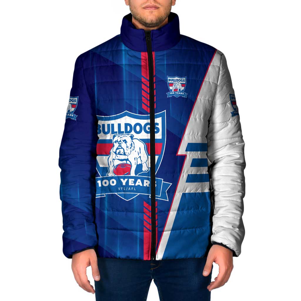 Personalized Western Bulldogs Padded Jacket Modern Geometric Sports Graphic Style