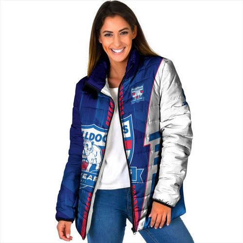 Personalized Western Bulldogs Padded Jacket Modern Geometric Sports Graphic Style