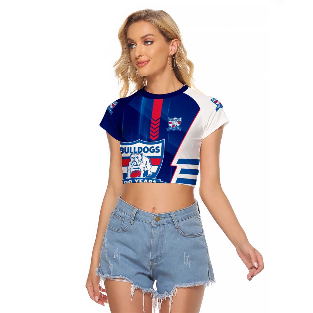 Personalized Western Bulldogs Raglan Cropped T Shirt Modern Geometric Sports Graphic Style