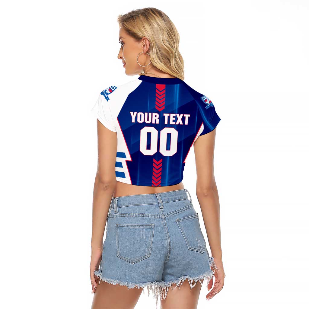 Personalized Western Bulldogs Raglan Cropped T Shirt Modern Geometric Sports Graphic Style