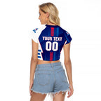 Personalized Western Bulldogs Raglan Cropped T Shirt Modern Geometric Sports Graphic Style