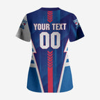 Personalized Western Bulldogs Scrub Top Modern Geometric Sports Graphic Style