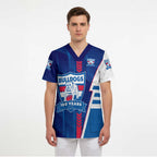 Personalized Western Bulldogs Scrub Top Modern Geometric Sports Graphic Style