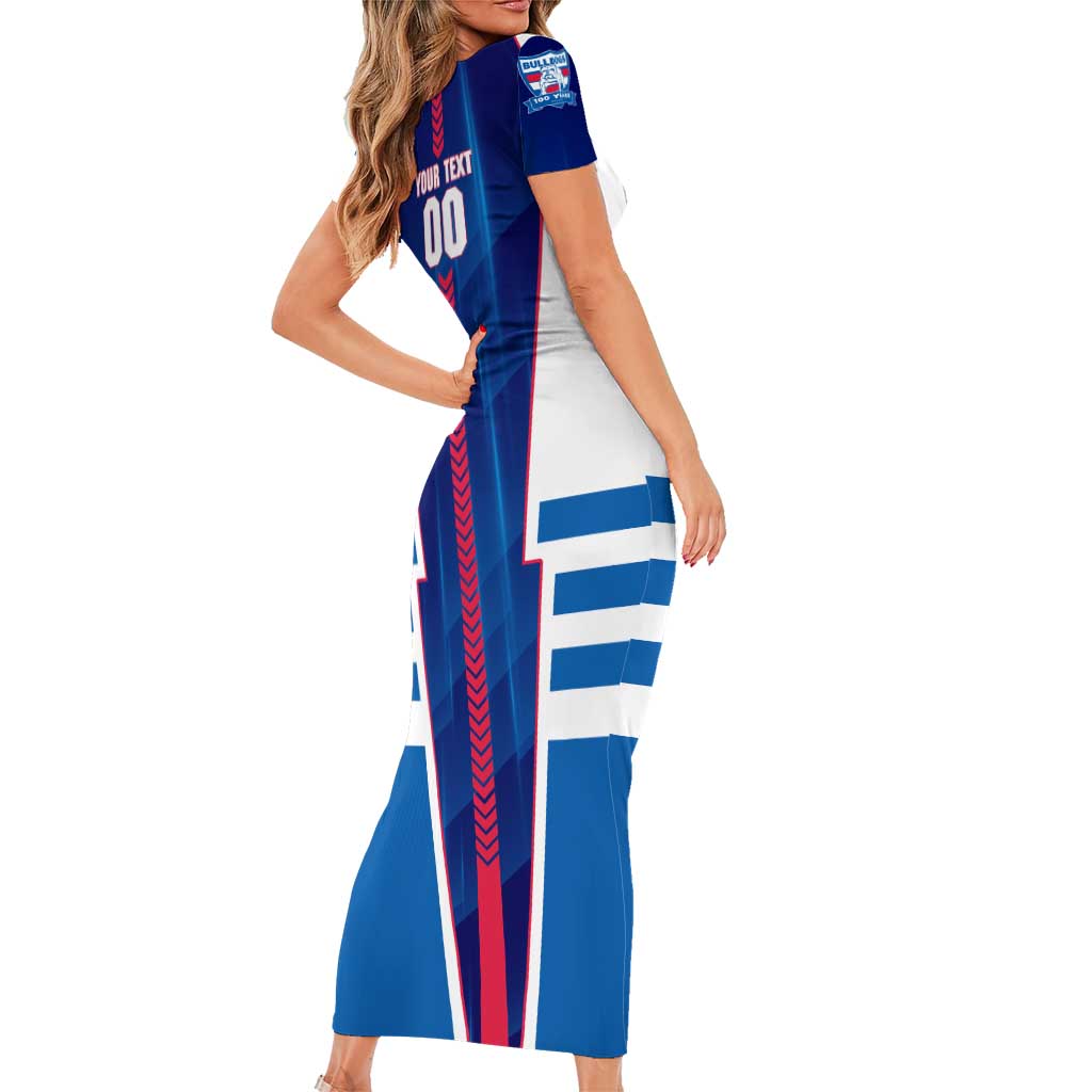 Personalized Western Bulldogs Short Sleeve Bodycon Dress Modern Geometric Sports Graphic Style