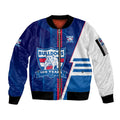 Personalized Western Bulldogs Sleeve Zip Bomber Jacket Modern Geometric Sports Graphic Style