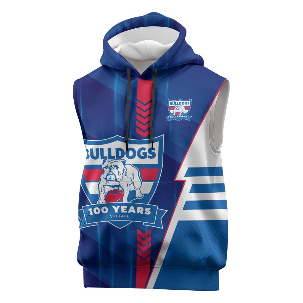 Personalized Western Bulldogs Sleeveless Hoodie Modern Geometric Sports Graphic Style