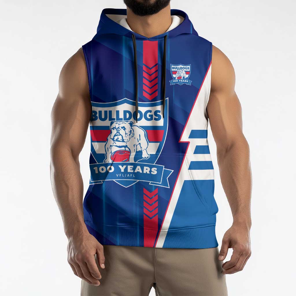 Personalized Western Bulldogs Sleeveless Hoodie Modern Geometric Sports Graphic Style