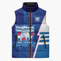 Personalized Western Bulldogs Sleeveless Puffer Jacket Modern Geometric Sports Graphic Style