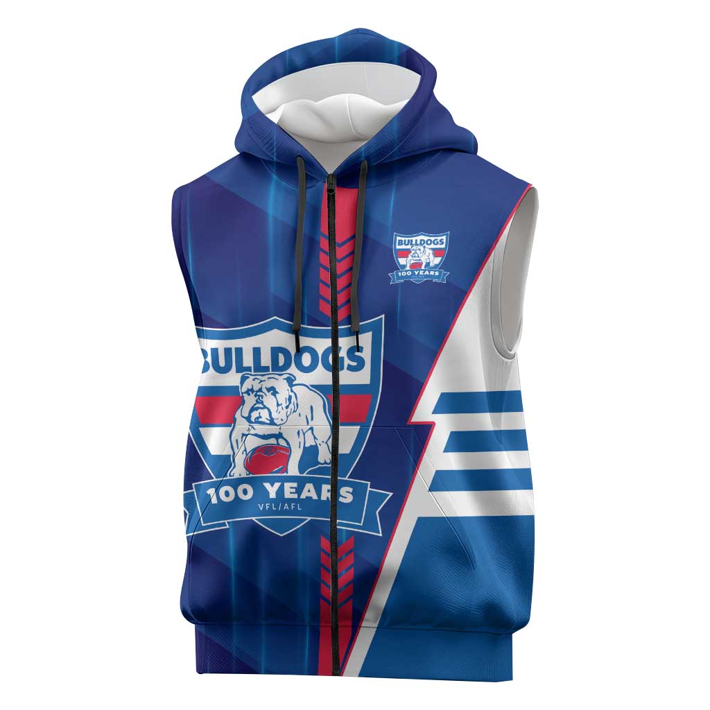 Personalized Western Bulldogs Sleeveless Zip Hoodie Modern Geometric Sports Graphic Style