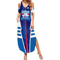 Personalized Western Bulldogs Summer Maxi Dress Modern Geometric Sports Graphic Style
