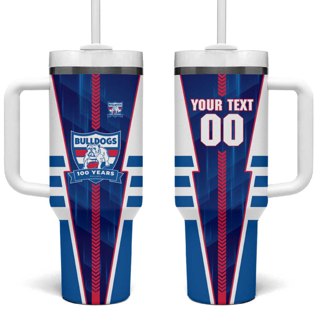 Personalized Western Bulldogs Tumbler With Handle Modern Geometric Sports Graphic Style
