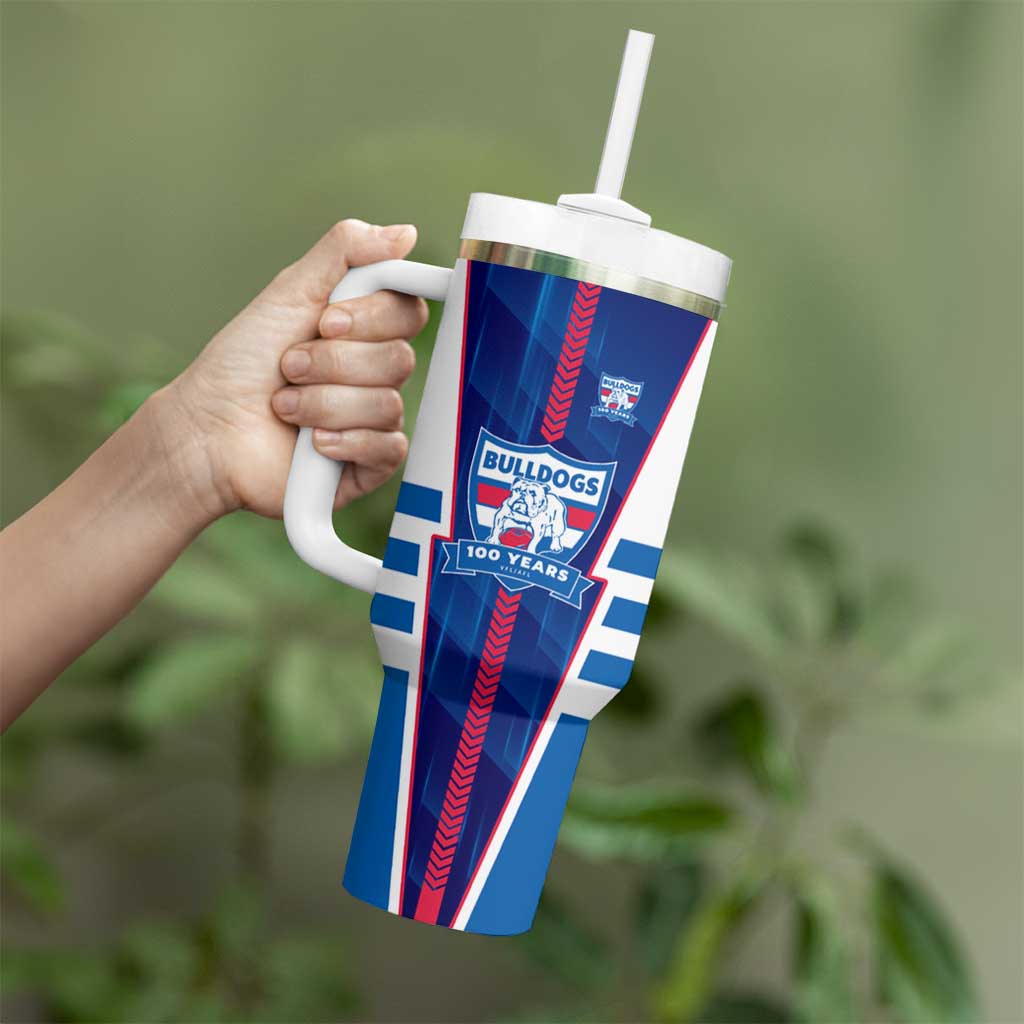 Personalized Western Bulldogs Tumbler With Handle Modern Geometric Sports Graphic Style