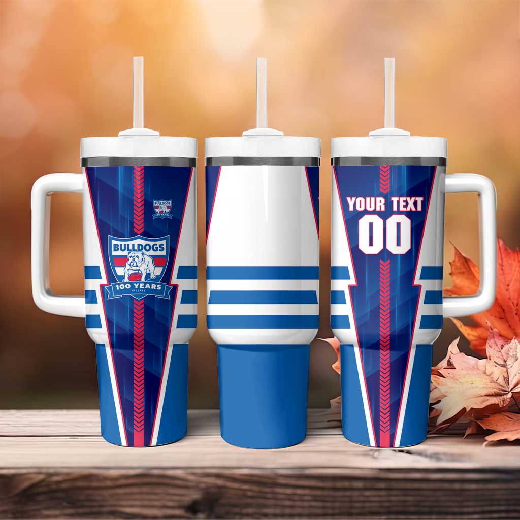 Personalized Western Bulldogs Tumbler With Handle Modern Geometric Sports Graphic Style