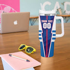 Personalized Western Bulldogs Tumbler With Handle Modern Geometric Sports Graphic Style