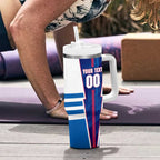 Personalized Western Bulldogs Tumbler With Handle Modern Geometric Sports Graphic Style