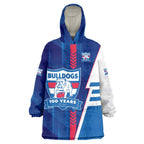 Personalized Western Bulldogs Wearable Blanket Hoodie Modern Geometric Sports Graphic Style