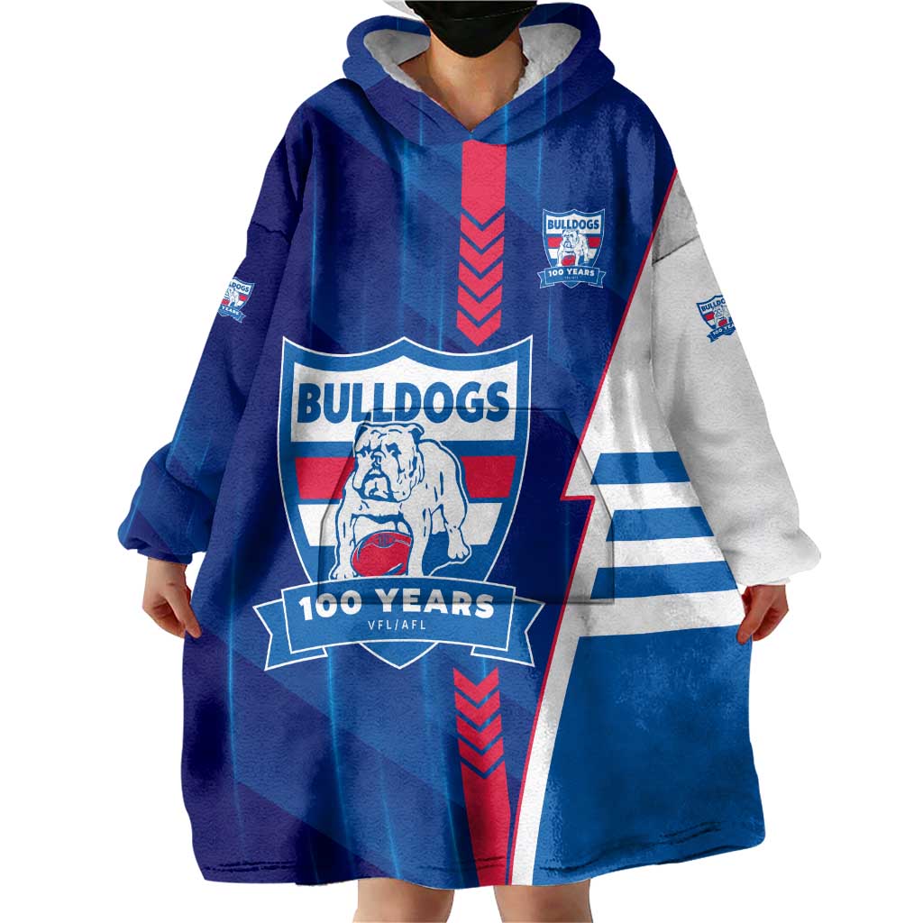 Personalized Western Bulldogs Wearable Blanket Hoodie Modern Geometric Sports Graphic Style