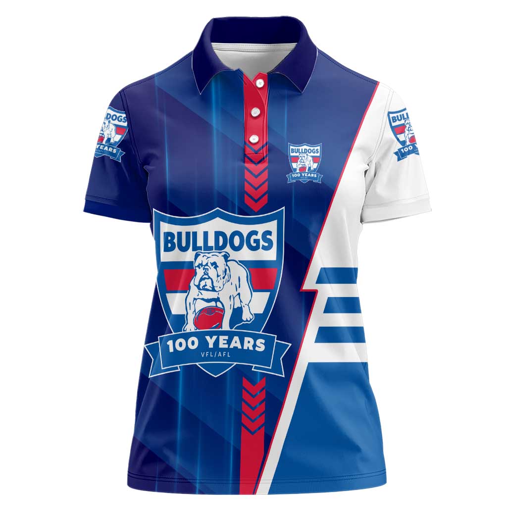 Personalized Western Bulldogs Women Polo Shirt Modern Geometric Sports Graphic Style
