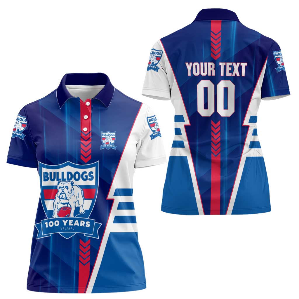 Personalized Western Bulldogs Women Polo Shirt Modern Geometric Sports Graphic Style