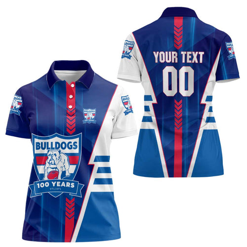 Personalized Western Bulldogs Women Polo Shirt Modern Geometric Sports Graphic Style