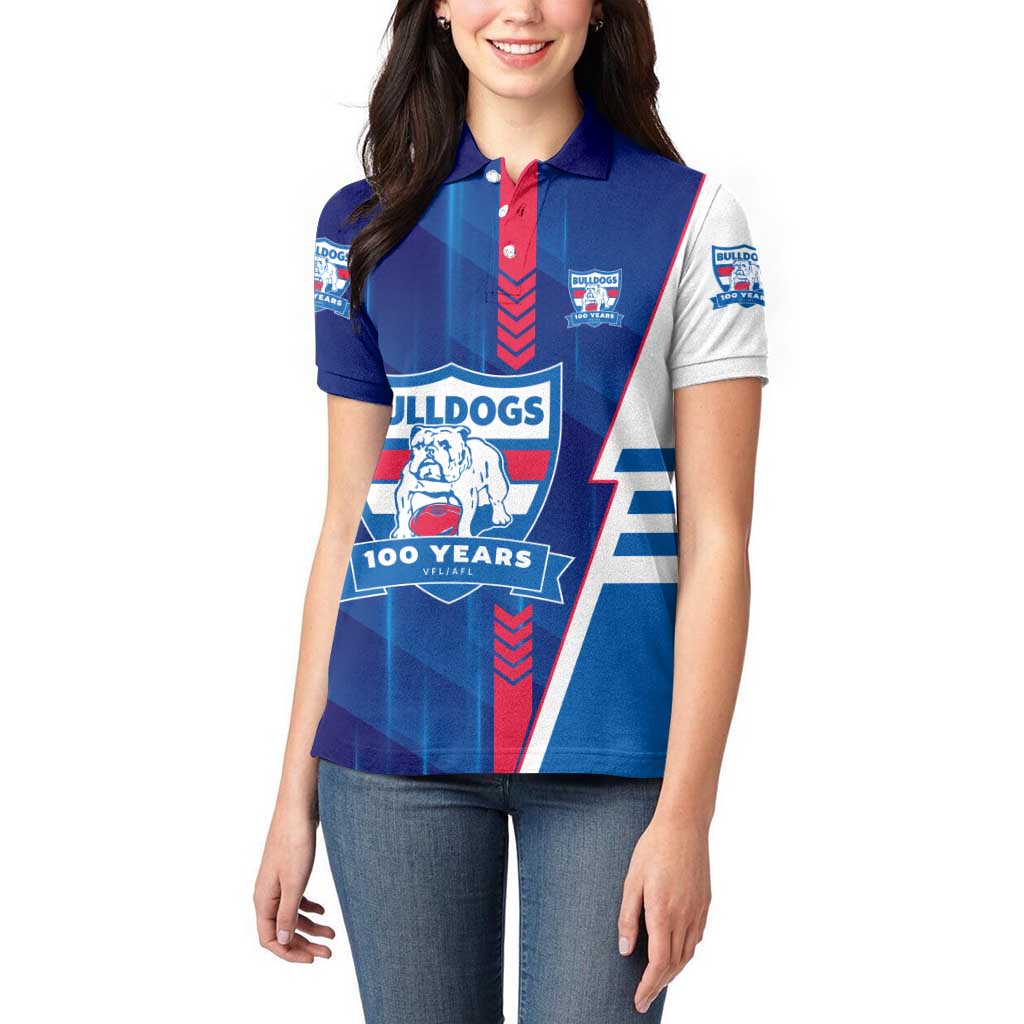Personalized Western Bulldogs Women Polo Shirt Modern Geometric Sports Graphic Style