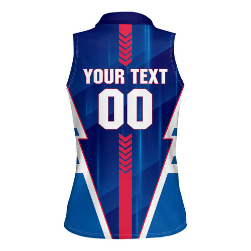 Personalized Western Bulldogs Women Sleeveless Polo Shirt Modern Geometric Sports Graphic Style