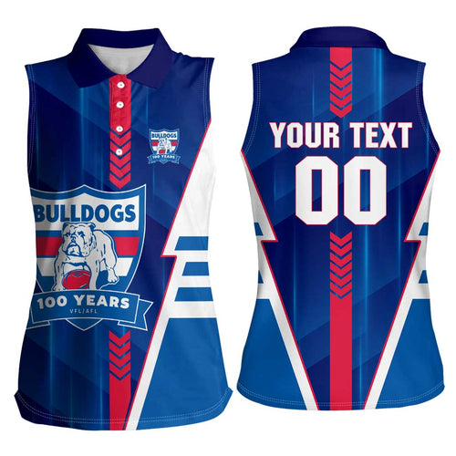 Personalized Western Bulldogs Women Sleeveless Polo Shirt Modern Geometric Sports Graphic Style