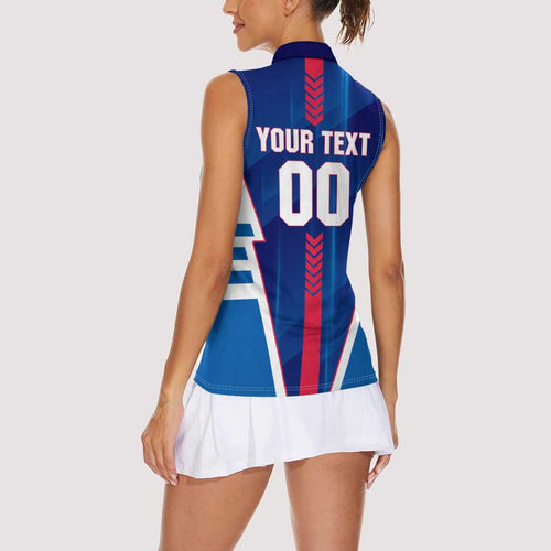 Personalized Western Bulldogs Women Sleeveless Polo Shirt Modern Geometric Sports Graphic Style