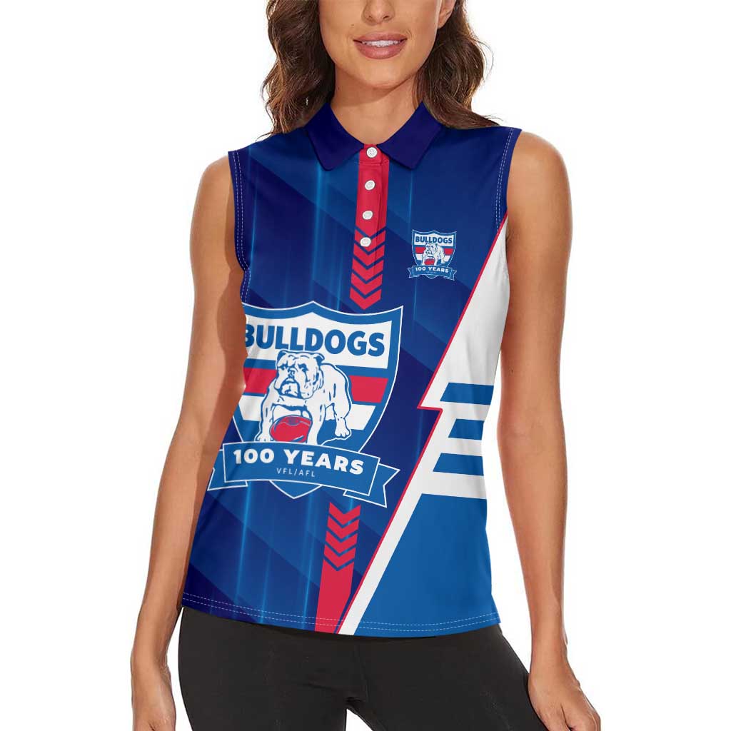 Personalized Western Bulldogs Women Sleeveless Polo Shirt Modern Geometric Sports Graphic Style
