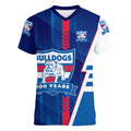 Personalized Western Bulldogs Women V-Neck T-Shirt Modern Geometric Sports Graphic Style