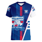 Personalized Western Bulldogs Women V-Neck T-Shirt Modern Geometric Sports Graphic Style