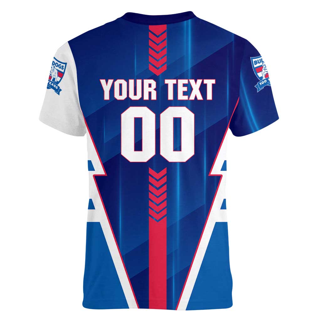 Personalized Western Bulldogs Women V-Neck T-Shirt Modern Geometric Sports Graphic Style