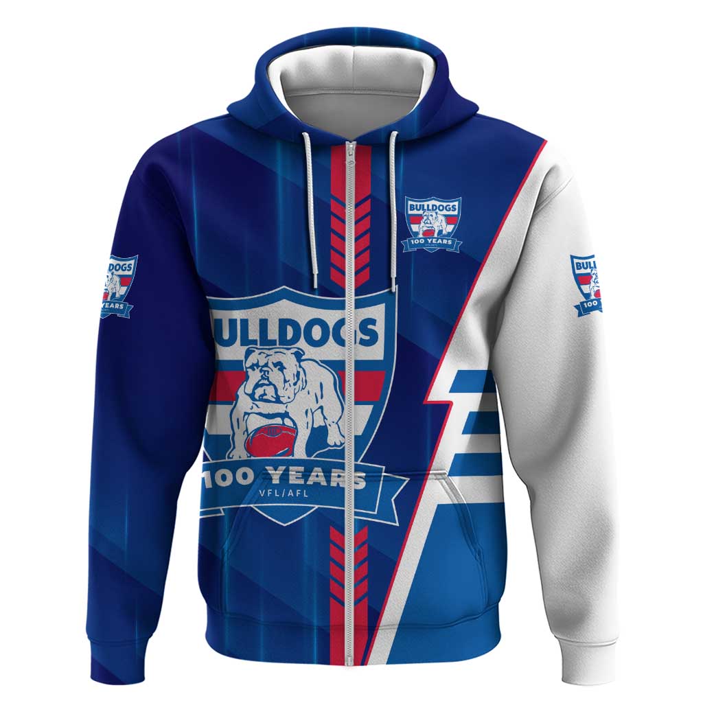 Personalized Western Bulldogs Zip Hoodie Modern Geometric Sports Graphic Style